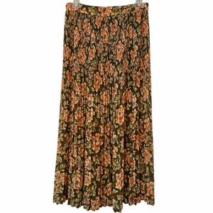 Sag Harbor Vintage Floral Pleated Grandma Boho Cottagecore Midi Skirt Size S/M